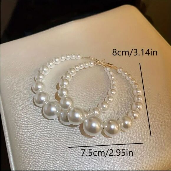 3 for $26 - Pearl Hoop Earrings - Picture 5 of 7